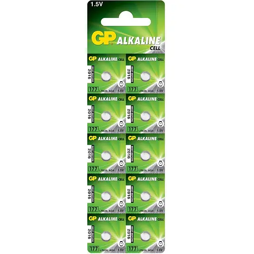 Годинникові батарейки GP 177 LR626/AG4, 1.5V 10 шт.
