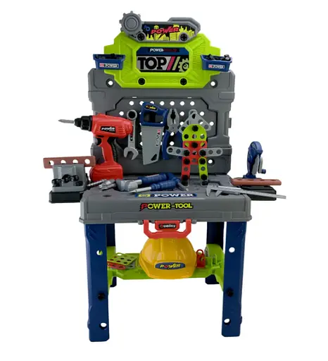 Набір інструментів-столик що складається у валізу 132 деталі шуруповерт на батарейках - фото 1