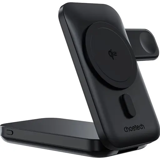 Бездротовий зарядний пристрій Choetech Qi2 3in1 Magnetic Charger Holder 10000mAh 15W Black (B750-CCBK) [127159] - фото 2