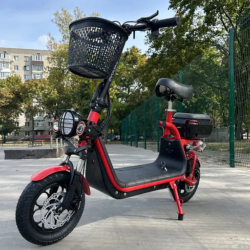Электросамокат EVOBIKE Zen U12 MAX 2025 года красный | электросамокат с тремя фарами, корзинкой и багажником - фото 2