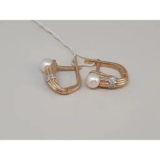 Золотые серьги с бриллиантами и жемчугом. EP17085К - фото 4