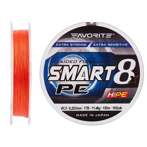 Шнур Favorite Smart PE 8x 150м 1.5/0.202mm 17lb/11.4kg Red Orange (1693.10.84) - фото 2