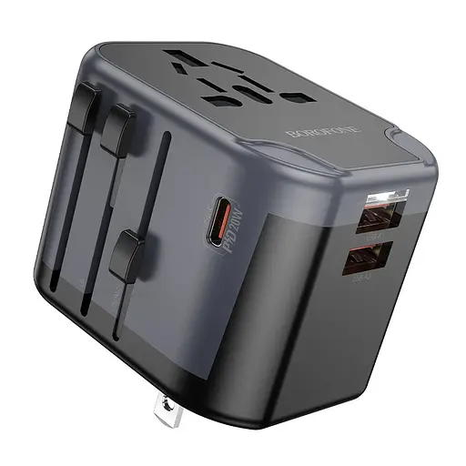 Сетевой зарядное устройство BOROFONE BAC13 Leader 3-port PD20W(1C2A) универсальный переходник Black - фото 1