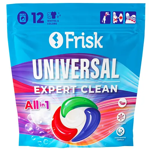 Капсулы для стирки универсальные Frisk Expert Clean 12 шт.
