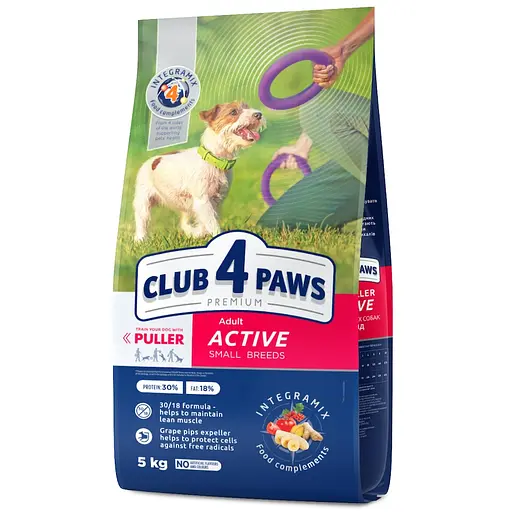 Сухой корм для взрослых активных собак малых пород Club 4 Paws Premium Active 5 кг5 кг - фото 1