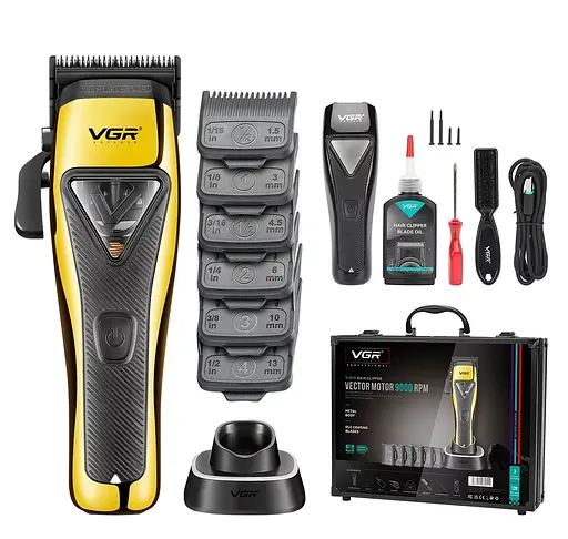 Професійна машинка для стрижки VGR V-015 Pro 7Вт 2500 мАг з насадками