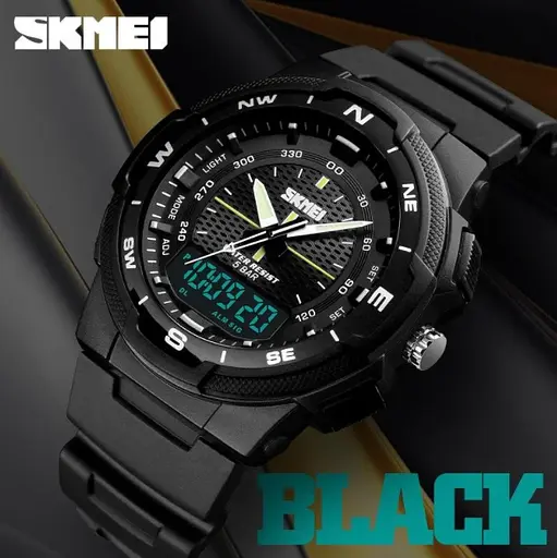 Чоловічий спортивний годинник Skmei 1454 Чорний з чорним - фото 3