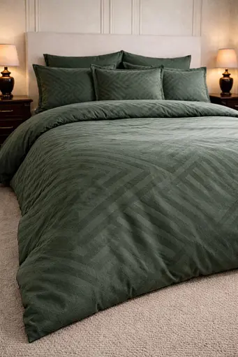 Комплект постільної  білизни євро 200х220  Premium сатин темно-зелений TC303376153 - фото 2