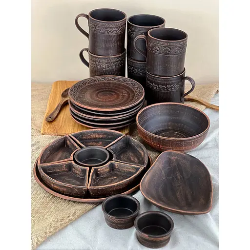 Пивний столовий сервіз керамічного (глиняного) посуду на 6 осіб