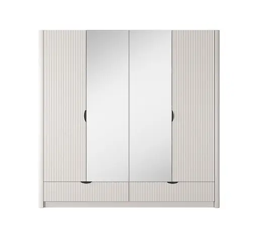 Шкаф для одежды Perfect Home Ланте/Lante 4-дверный с зеркалом и черными ручками 4D2S/213 Беж (PFH-091187) - фото 5