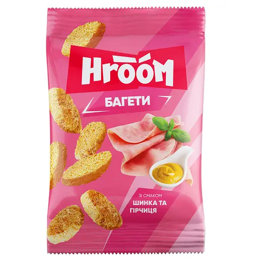 Сухарики багетні Hroom! Шинка та гірчиця 60 г - фото 1