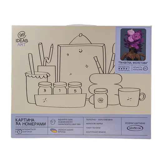 Набір для розпису по номерах "Ти - квітка, фіолетова" 40*50 см, IDEA2-GX47113, ТМ "99IDEAS" - фото 4