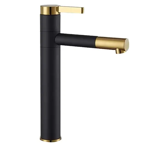 Смеситель для умывальника Rea Smart black gold высокий REA-B7402 Черный - фото 1