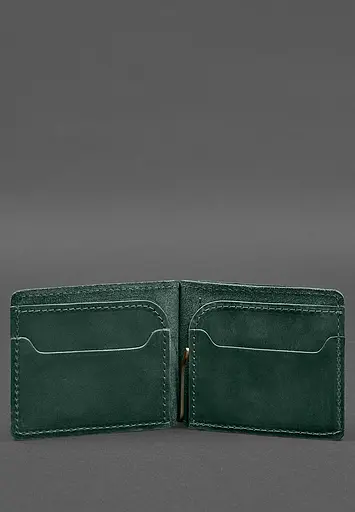 Кожаный портмоне 13.0 зажим Зеленый Crazy Horse - фото 5