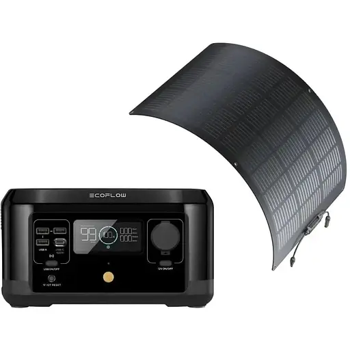 Портативная электростанция EcoFlow River mini + солнечная панель 100W Solar Panel гибкая