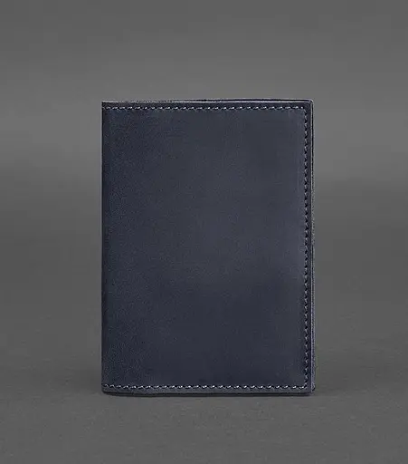 Кожаная обложка для паспорта и военного билета 1.2 синяя Crazy Horse - фото 1