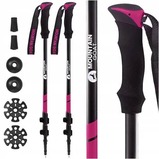 Трекинговые палки Mountain Goat Peak+ 65-135 см Black/Pink (P-5905973404648) - фото 2