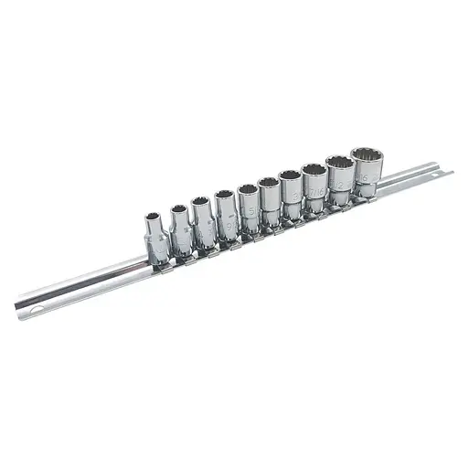 Набор торцевых головок на планке 12-гр. 1/4 дюйма 10 шт. Toptul hoz0014668 - фото 1