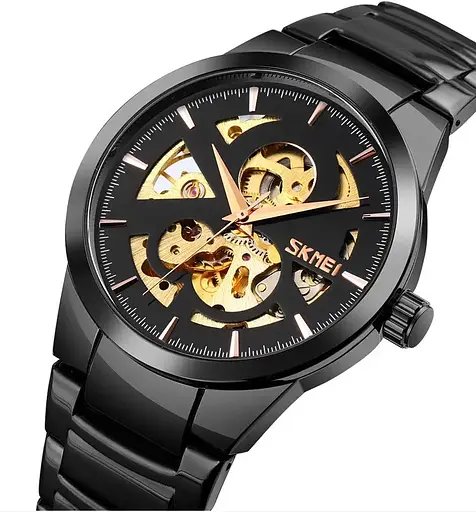 Мужские скелетоны часы Skmei 9243 скелетон (Черные)
