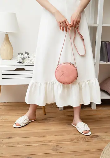 Шкіряна кругла жіноча сумка Бон-Бон рожева - фото 5