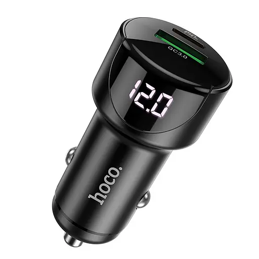 Адаптер автомобильный HOCO Light road dual port digital display car charger Z42 - фото 1