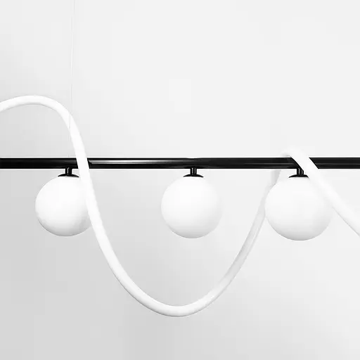 Удлиненная люстра с 4 плафонами и неоном длиной 180 см | Ст. Y 906-1800 BK | Line F - фото 5