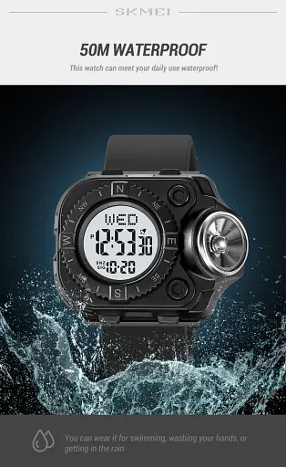 Наручний годинник з ліхтариком Skmei 2187 Black Black, 2187BKBK (18443) - фото 10