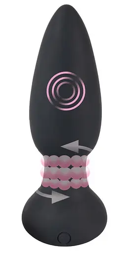 Анальна пробка Black Velvets Rotating Vibrating Plug 14 см (чорний) - фото 7