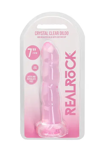 Фалоімітатор RealRock Crystal Clear 7" 18 см (рожевий) - фото 9