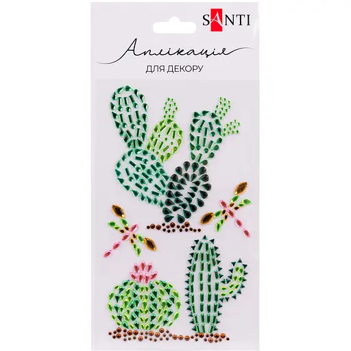 Аппликация со стразами Santi Trendy Cactus самоклеящихся 9.5х15 см (742536) - фото 1