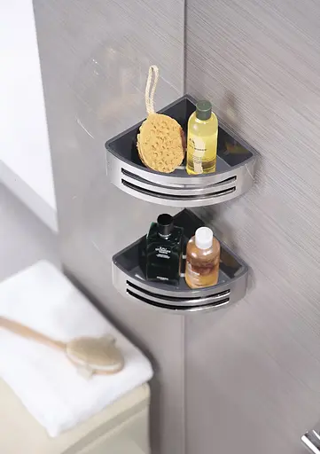 Полочка угловая Volle Teo с пластиковой вставкой Graffit 15-88-756, Хром - фото 2