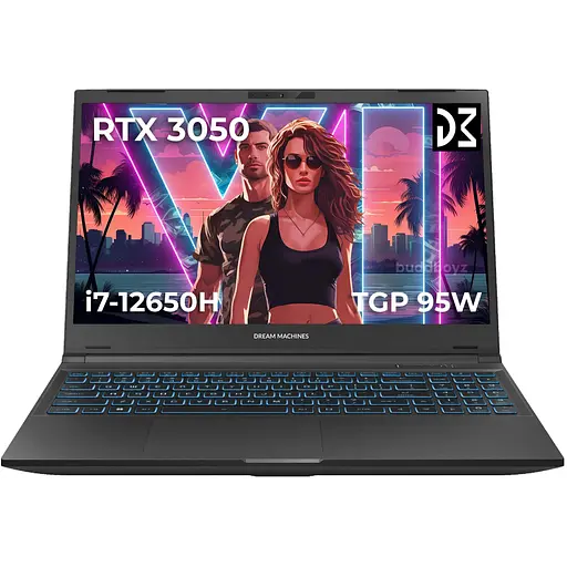 Dream Machines Ноутбук RG3050-15 15.6FHD IPS, Intel i7-12650H, 32GB, F1TB, NVD3050-4, DOS, черный