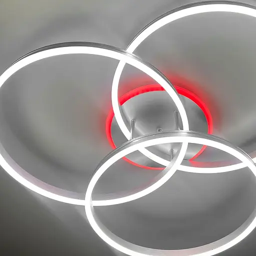 LED світильник білий на 3 кільця з RGB у сірому корпусі Ø 80 см | Line F | Арт. 55065/3 RGB Silver+CH - фото 5