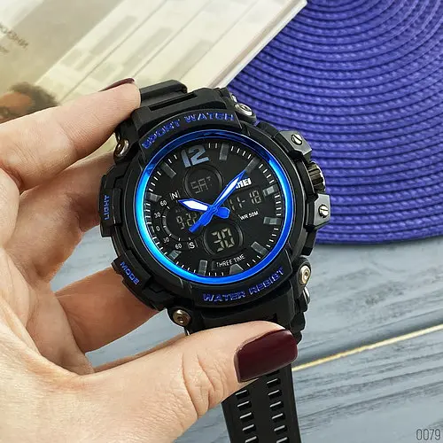 Наручний годинник чоловічий 1343 Black-Blue Skmei acs0030801 - фото 2