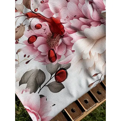 Водоотталкивающая подушка для стула с 3D принтом Танец пионов 40х40 см красная 6 шт. - фото 5