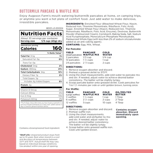 Смесь для приготовления блинов и вафель Augason farms, 33 порции, 10 лет срок хранения (101194) - фото 4