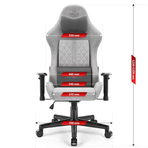 Компьютерное кресло Hell's Chair HC-1006 Grey-Black ткань - фото 10