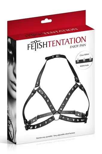 Портупея с металлическими шипами Fetish Tentation Sexy Adjustable Chest Harness - фото 3