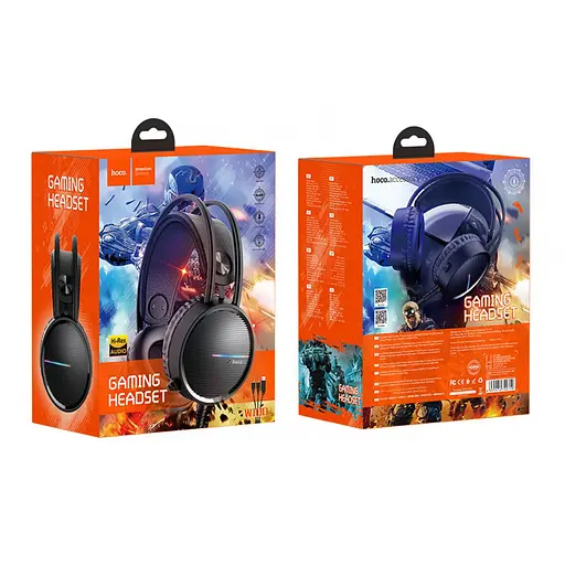 Дротові навушники Hoco W100 Touring з мікрофоном і LED підсвічуванням (Чорний) - фото 5