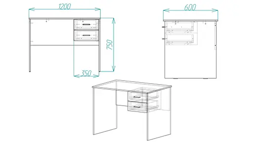 Стіл комп'ютерний Вінсент Ferrum-decor 750x1200x600 ДСП Біле 16 мм (FRD-104794) - фото 3