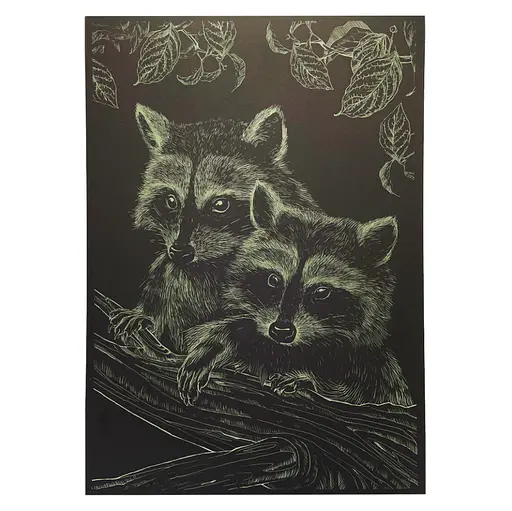 Гравюра А4 "Енот" ГрА4-16з эконом вариант в пакете 29,7х21 см