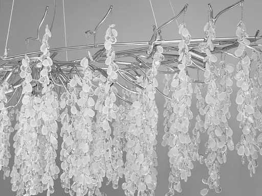 Алюмінієва кришталева люстра "Гліцинія" витягнутої форми,15 ламп, хром - фото 4