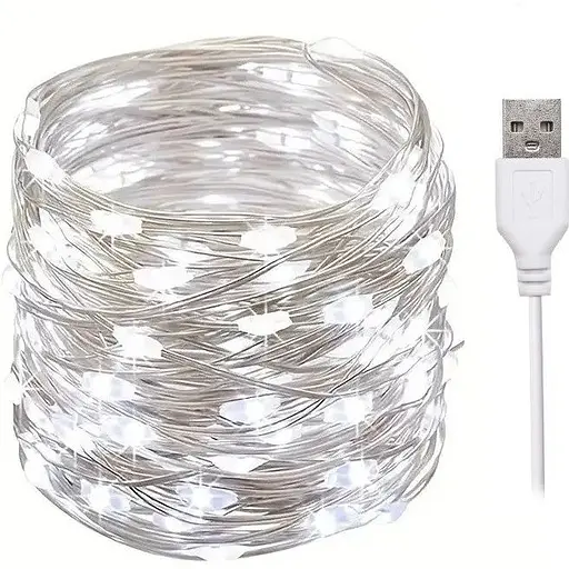 Гирлянда капля росы usb Sun Lamp 200 led нить длина 20м c USB для 5v, от powerbank, белый свет