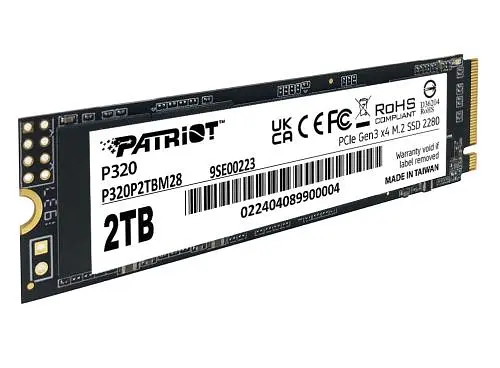 Твердотельный SSD-накопитель 2 ТБ, Patriot P320, PCI-E 3.0 x4, M.2 2280, 3D TLC, 3000/2200 МБ/с (P320P2TBM28) - фото 3