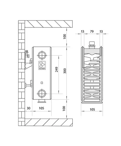 Радіатор сталевий Koer 22х300х800.B нижнє підключення RAD101 - фото 2