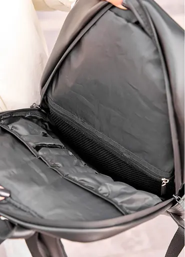 Женский рюкзак Sambag Aura черный с принтом "blue flowers" 39 х 29 х 13 см (24551722) - фото 8