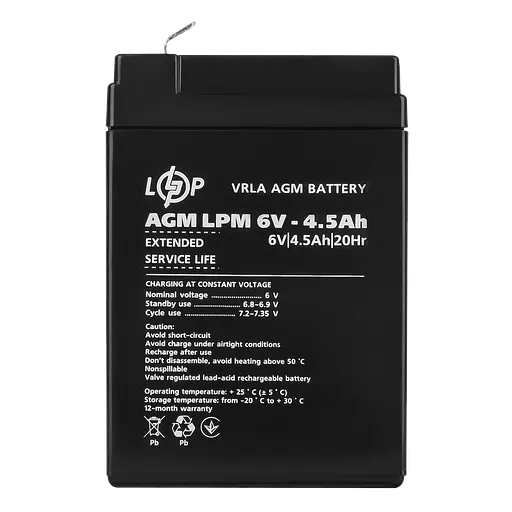Аккумулятор AGM LPM 6V – 4.5 Ah - фото 4