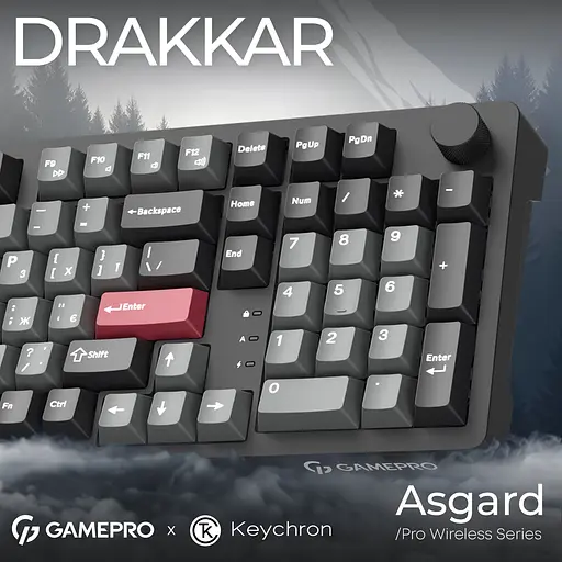 Клавіатура GamePro Asgard Drakkar Keychron Super Red Switch Wireless/Bluetooth/USB Black бездротова (MK305BK) - фото 13
