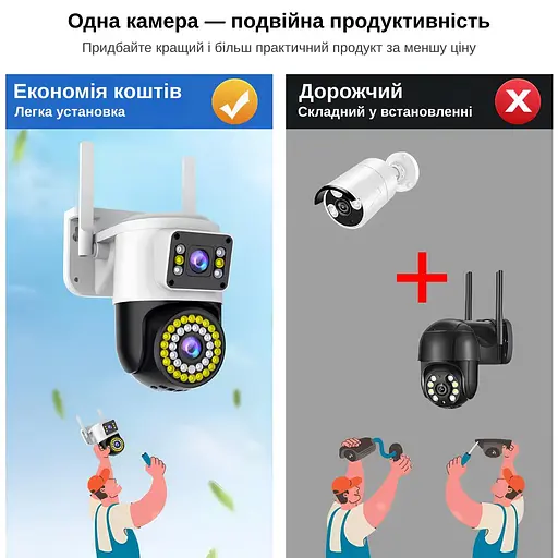 IP-камера уличная с двойным объективом XON SmartCam Wi-Fi 1080P (SCWEW22VW 3701) Белая - фото 8