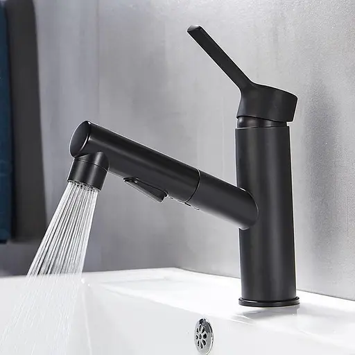 Змішувач для умивальника Zegor 3 в 1 KLF10-A012YB з витяжною лійкою Чорний 30412 - фото 3